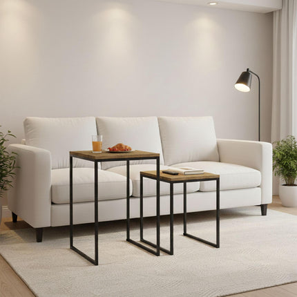 Set of 2 wooden look coffee tables