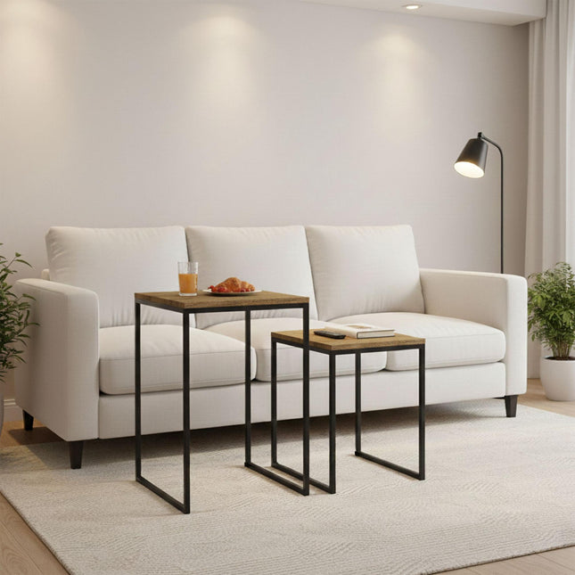 Set of 2 wooden look coffee tables