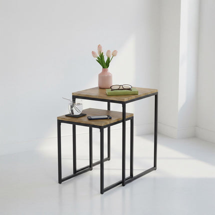 Set of 2 wooden look coffee tables