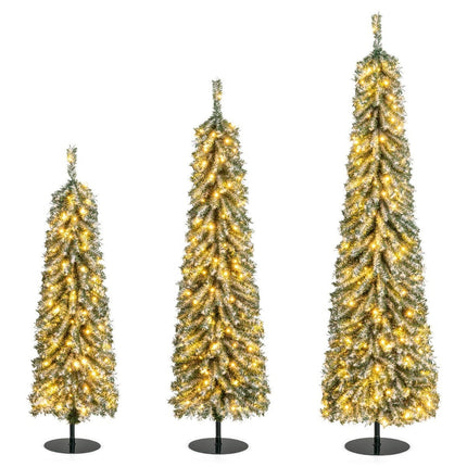 Set of 3 Artificial Pencil Christmas Trees 120+150+180 cm Christmas Tree for Home Office