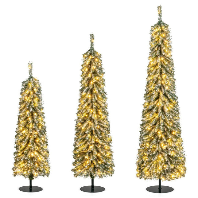 Set of 3 Artificial Pencil Christmas Trees 120+150+180 cm Christmas Tree for Home Office