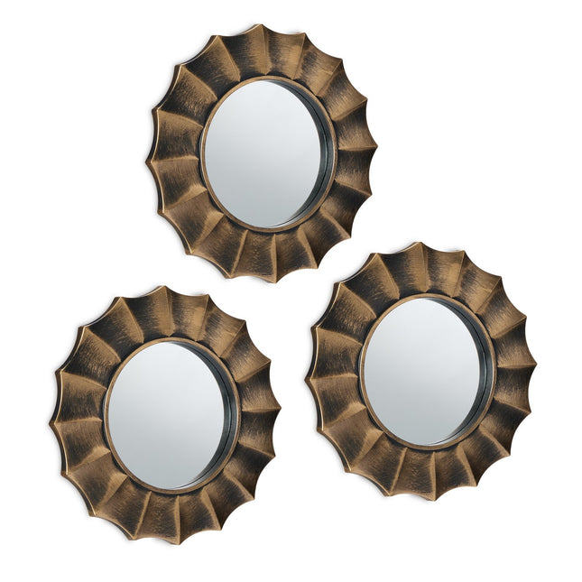 Set of 3 Gold Decorative Wall Mirrors