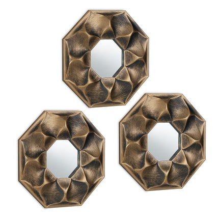 Set of 3 Octagonal Flower Wall Mirrors