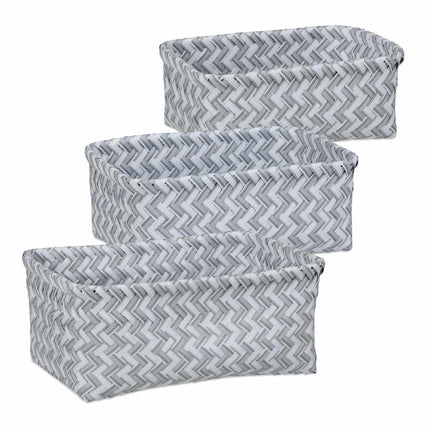 Set of 3 Plastic Wicker Storage Baskets