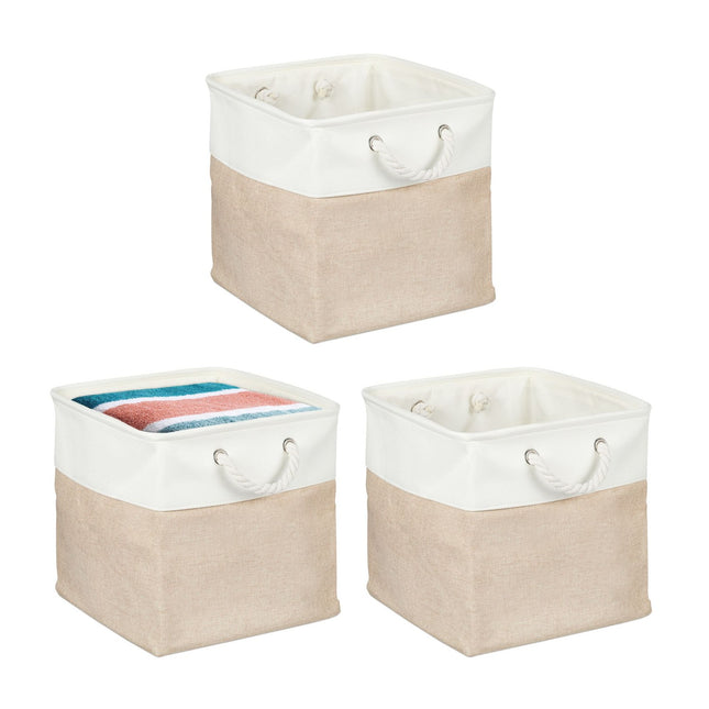 Set of 3 Rectangular Linen Storage Baskets