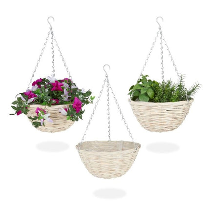 Set of 3 Small Rattan Hanging Baskets