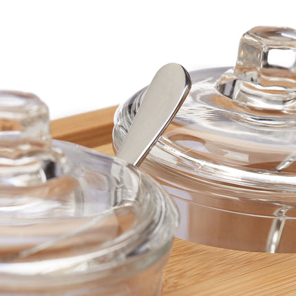 Set of 3 Spice Jars with Bamboo Holder