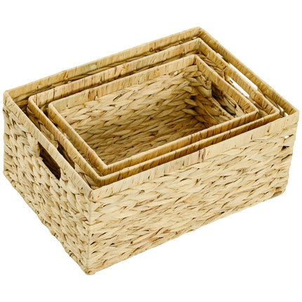 Woven storage baskets for water hyacinth, set of 3, 40x30x18 cm
