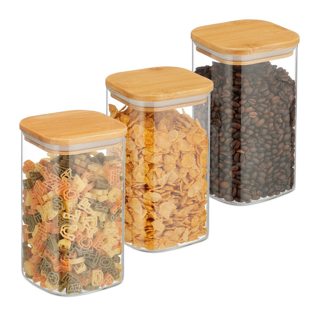 Set of 3 Storage Jars with Lids 1200 ml