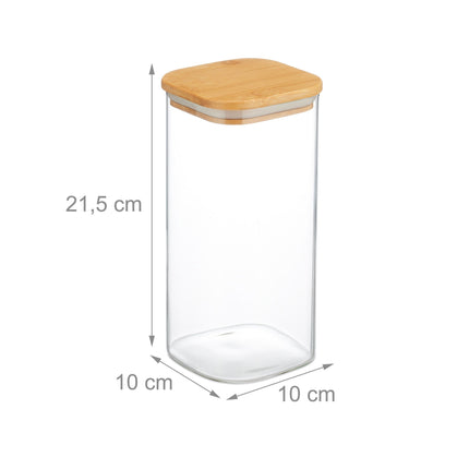 Set of 3 Storage Jars with Lids 1500 ml