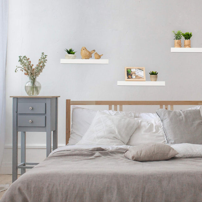 Set of 3 White Floating Wall Shelves