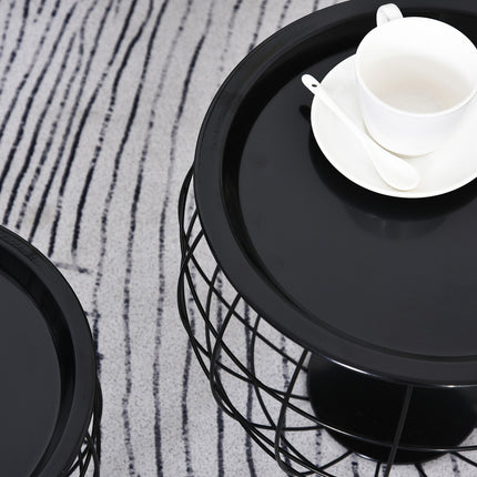 Black coffee tables - Set of 3 with removable tops