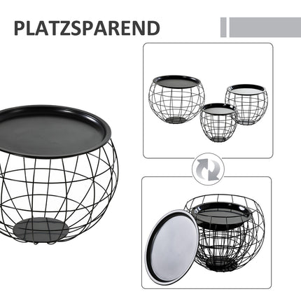 Black coffee tables - Set of 3 with removable tops