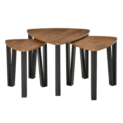 Nesting coffee table set, natural MDF and black finish