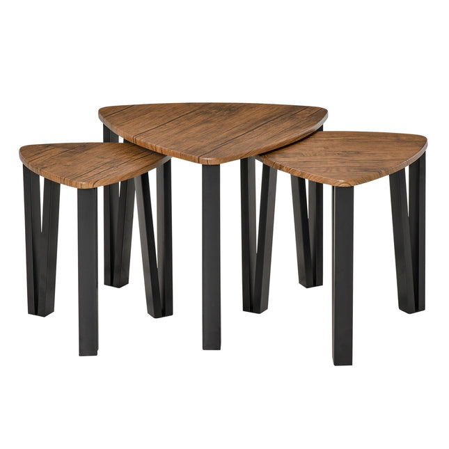 Nesting coffee table set, natural MDF and black finish