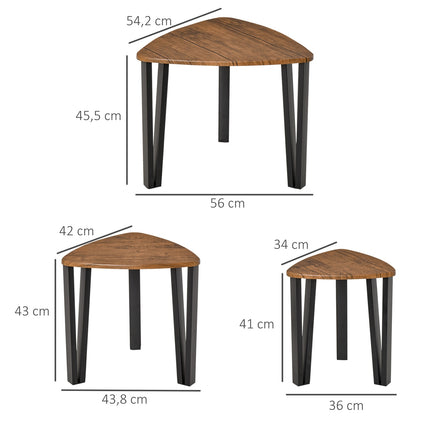 Nesting coffee table set, natural MDF and black finish