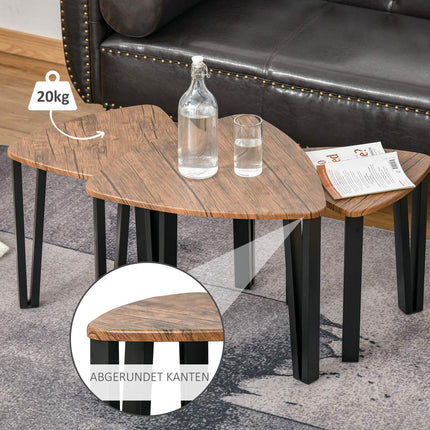 Nesting coffee table set, natural MDF and black finish