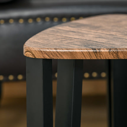 Nesting coffee table set, natural MDF and black finish