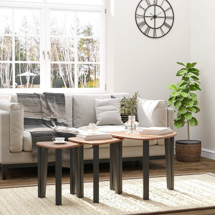 Nesting coffee table set, natural MDF and black finish