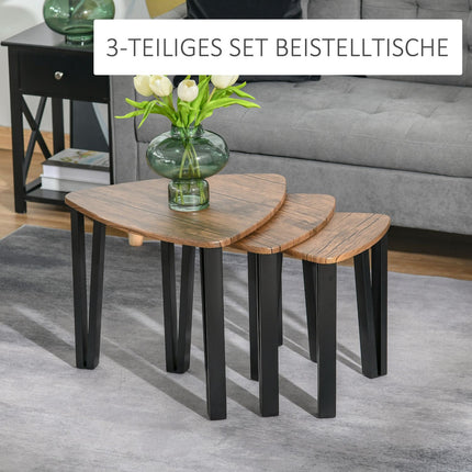 Nesting coffee table set, natural MDF and black finish