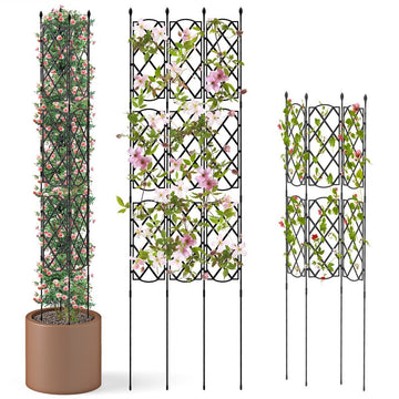 Set of 3 metal garden trellises with plug-in freestanding trellis garden fence trellis