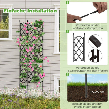 Set of 3 metal garden trellises with plug-in freestanding trellis garden fence trellis