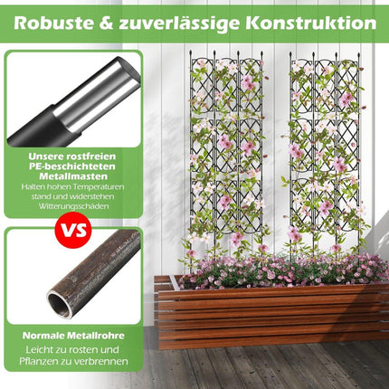 Set of 3 metal garden trellises with plug-in freestanding trellis garden fence trellis