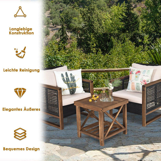 Set of 3 rattan garden furniture polyrattan lounge set with washable seat cushions outdoor seating set