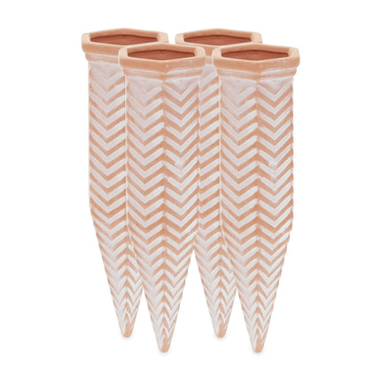 Set of 4 Clay Watering Spikes Zig-Zag