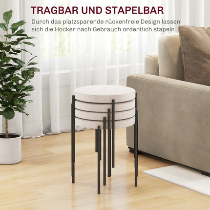 Velvet stackable dining stools, padded seats