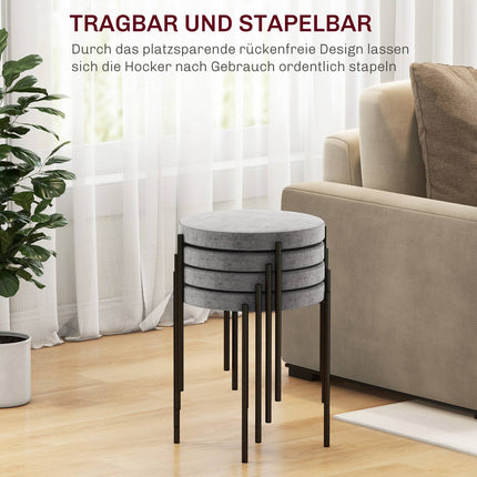 4 stackable dining chairs in velvet look with padded seat