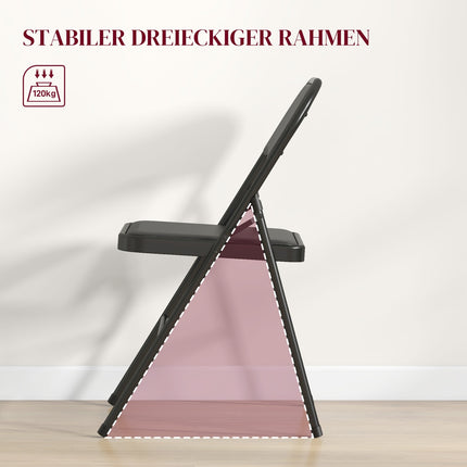 Folding chairs in artificial leather, padded, steel legs, black