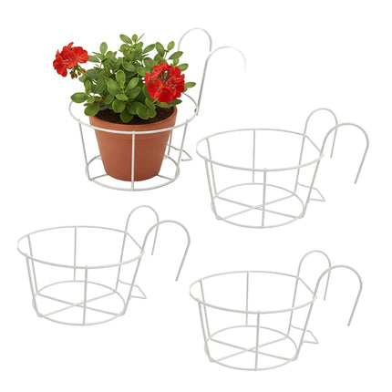 Set of 4 Hanging Planters with Hooks for Balcony