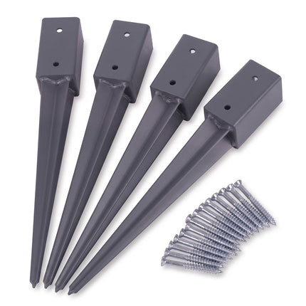 Set of 4 Stainless Steel Drive-In Post Anchors, 61 x 750 mm
