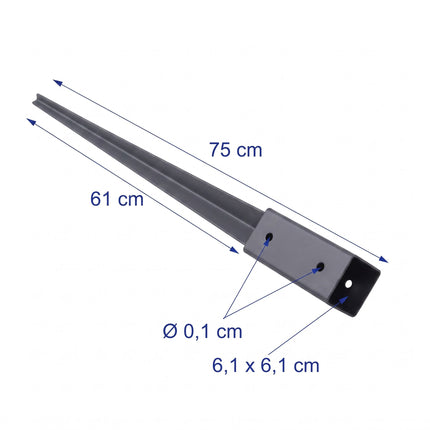 Set of 4 Stainless Steel Drive-In Post Anchors, 61 x 750 mm