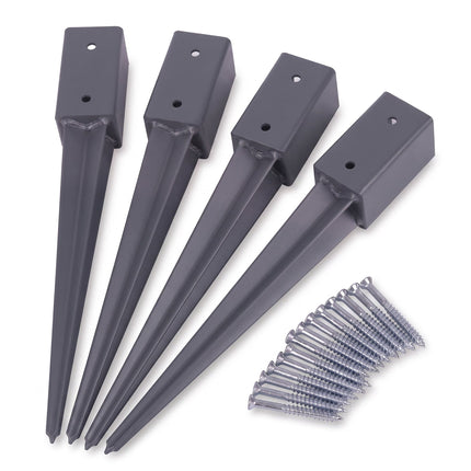 Set of 4 Stainless Steel Drive-In Post Anchors, 81 x 750 mm
