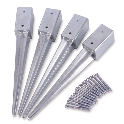 Set of 4 Stainless Steel Drive-In Post Anchors, 81 x 750 mm