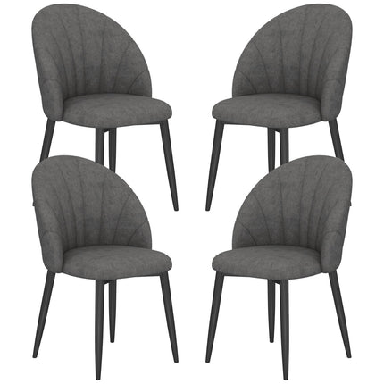 Set of 4 Velvet Dining Chairs, Ergonomic, Dark Grey