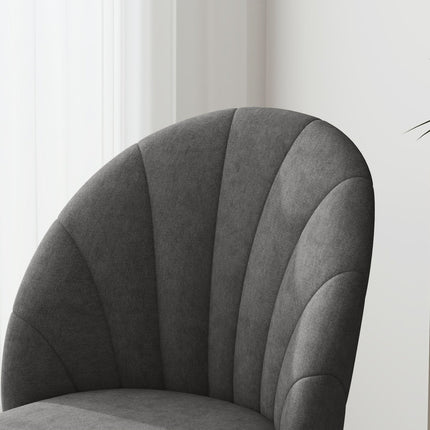 Set of 4 Velvet Dining Chairs, Ergonomic, Dark Grey