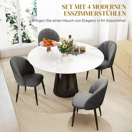 Set of 4 Velvet Dining Chairs, Ergonomic, Dark Grey