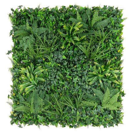 Set of 4 artificial hedge boxwood panels with diverse leaves, protective wall panels