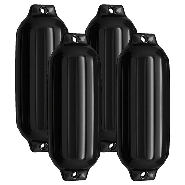 Set of 4 boat fenders, long fenders, ball fenders, boat crash protection, bridge fenders, black, 68.5 x 21.5 cm