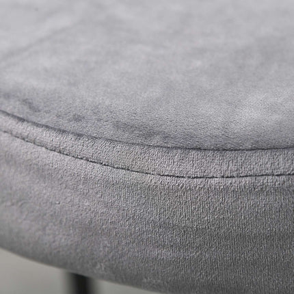 Velvet bench stools, padded seat, set of 4, steel grey