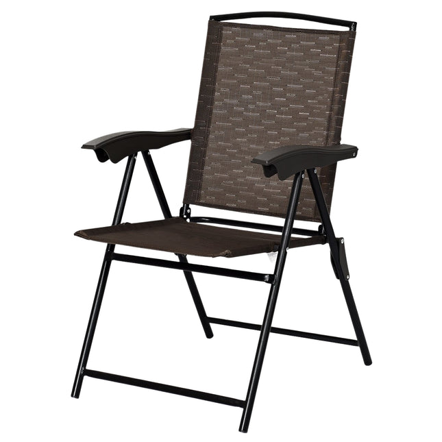 Set of 4 folding chairs, high-back garden chairs, folding chairs, 69 x 54 cm x 90 cm, brown