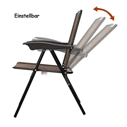 Set of 4 folding chairs, high-back garden chairs, folding chairs, 69 x 54 cm x 90 cm, brown