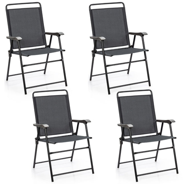 Set of 4 outdoor folding chairs with breathable fabric and non-slip foot pads patio chair
