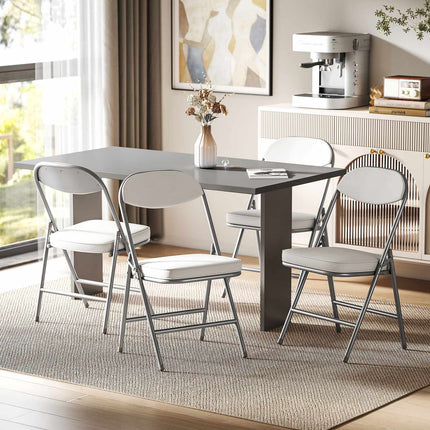 Folding Chairs Set of 4, Corduroy Upholstery, Metal Frame