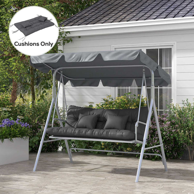 Water-repellent dark gray seat cushions, 150x50 cm, set of 4