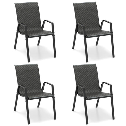 Set of 4 stackable garden chairs made of PE rattan with armrests stacking chairs 66 x 51 x 84 cm
