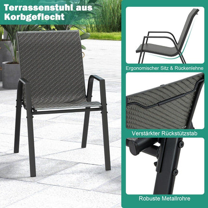 Set of 4 stackable garden chairs made of PE rattan with armrests stacking chairs 66 x 51 x 84 cm